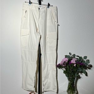 Cream, white, Zara, cargo pants